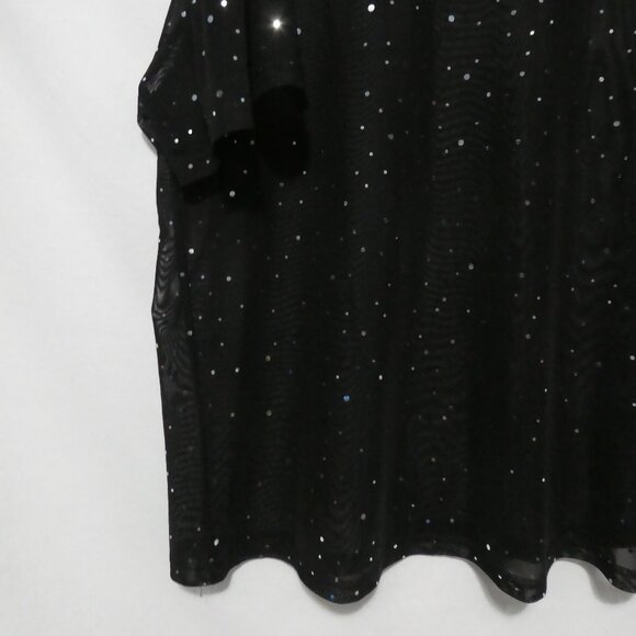 Unbranded | P2P 24 inches measured | Sheer Black Short Sleeve Sequin Shirt - Picture 6 of 13